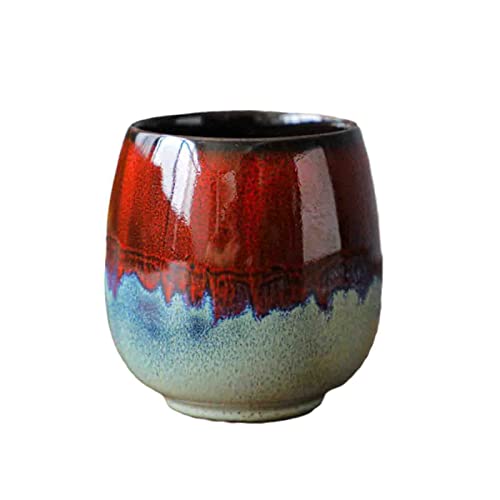 6pcs China Ceramic Tea Cup Porcelain Coffee Cups Pottery Personal Single Drinkware Wine Mug Teacup for Home?red?