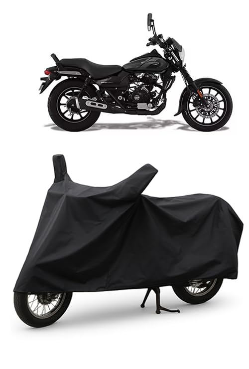Image of DAXO Waterproof Bike Cover for Bajaj Avenger Street 160 | All Weather Protection from Rain, Dust, Heat & Scratches with Mirror Pockets & Buckle Belt | Avenger Street 160 Bike Cover | Black