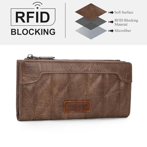 Image of Montana West Wrangler Womens Slim Wallet Bifold Quilted Wallets for Women Travel Wallet, Card Cases & Money Organizers Minimalist Card Wallets Ladies Female with Coin Purse