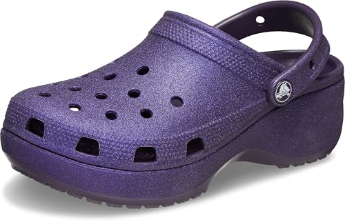 Crocs Women's Classic Platform Glitter Clog, Dark Iris, 6 Women
