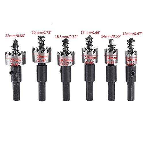Driak 6 Pcs 12-22Mm/0.47-0.86" Hss Hole Saw Drill Bit Set Hss Twist Drill Bit Set With Wrench For Stainless Steel Metal Cutter #TOP1