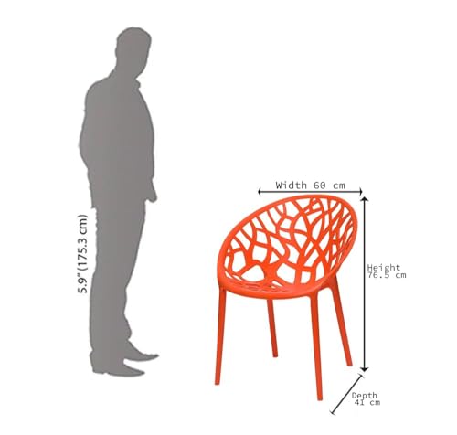 Image of activa Crystal Plastic Arm Chair | Stackable Indoor Outdoor Chair for Home, Balcony, Patio & Garden | Comfortable Designer Armrest Chair | Durable Plastic Seating Furniture (Orange, Set of 2)