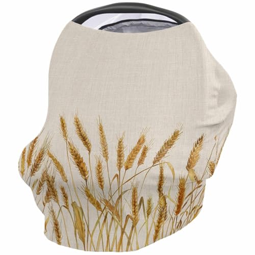 Nursing Cover for Breastfeeding Scarf, Fall Yellow Wheat Farmhouse Baby Car Covers Super Soft Multi Use for Canopy Shopping Cart Cover Blanket Stroller Cover