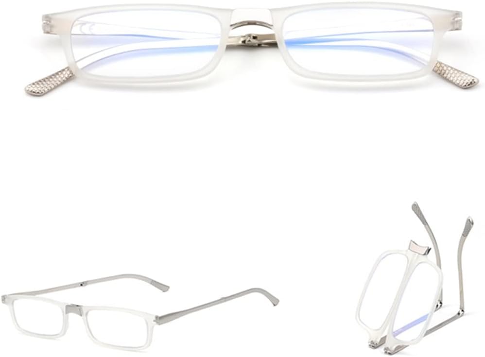 Foldable Reading Glasses，Anti-Blue-ray Computer Glasses TR90 Slim Readers Glasses Unisex, Black 1.5 (Color : White, Size : +3.0)