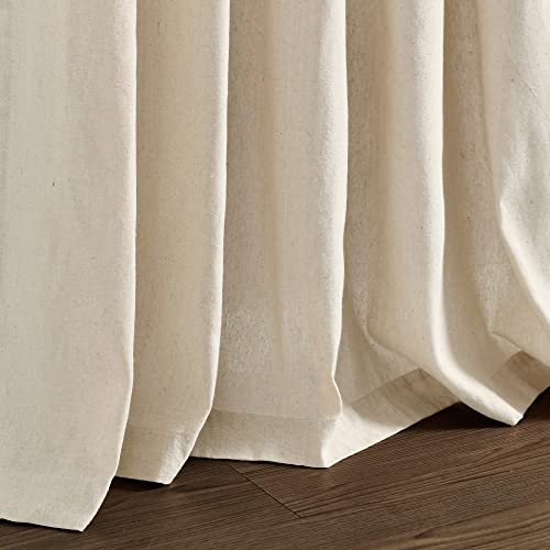 Lush Decor Boho Pom Pom Tassel Linen Window Curtain Panel (Single Panel), 84" L X 52" W, Turquoise & Orange #TOP3