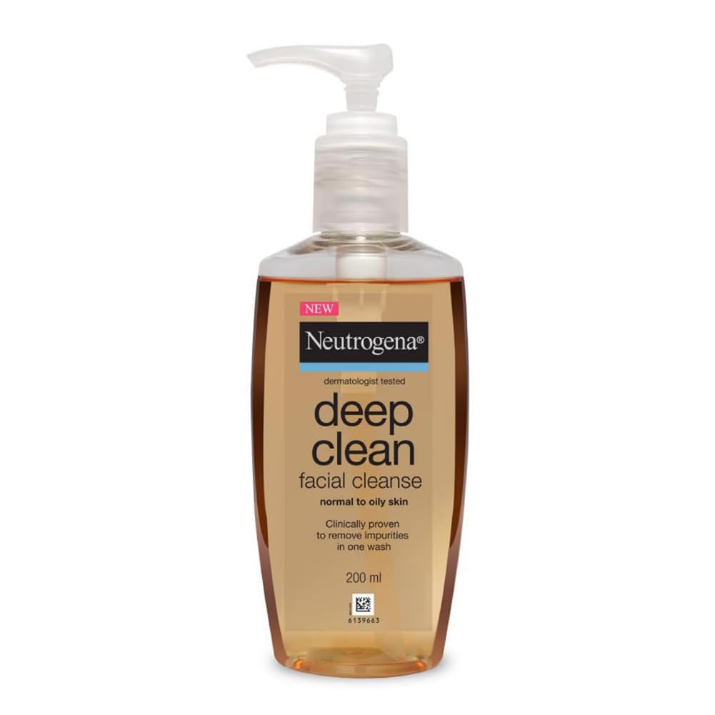 Neutrogena Deep Clean Gentle Facial Cleanser | 2x Glycerin & Cleansing Agent | Alcohol-Free | Dermatologist Tested | Normal to Oily Skin | For Men and Women | 200ml