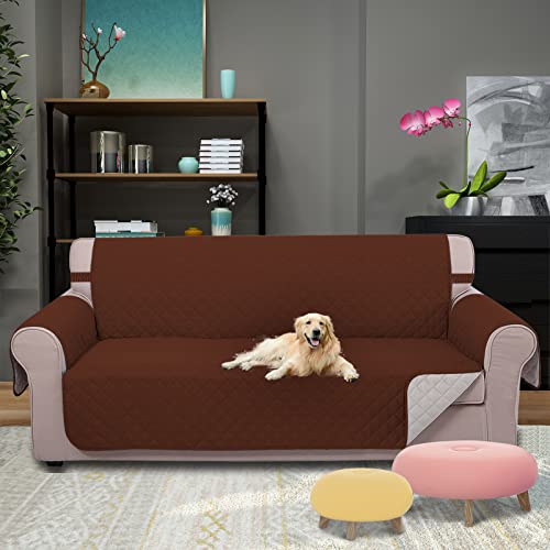 U-Nice Home Reversible Sofa Cover Couch Cover For Dogs With Elastic Straps Water Resistant Furniture Protector For Pets Couch Cover For 3 Cushion Couch (Sofa, Brown/Beige) #TOP1