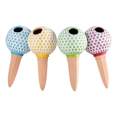 Brochetas de riego de terracota, brochetas de riego de terracota para plantas, dispositivo de riego por goteo, 4 unidades | Riegador de plantas de vacaciones, puntas esféricas de riego de plantas, B