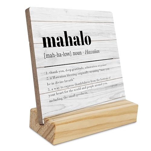 Ecezatik Hawaii Aloha Definition Gift,Inspirational Wood Plaque Sign,Inspirational Gift for Women Men Teacher Boss Leader,Hawaii Desk Wood Decorative Signs