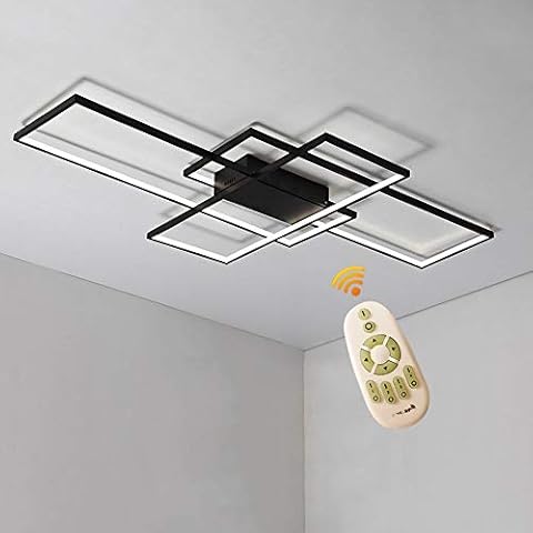 BEHWU LED-Deckenleuchte Rechteckig,Weiß, Schwarz,90cm,110cm,140cm, LED-Deckenleuchte Aluminium + Kieselgel Geeignet For Schlafzimmer Cover