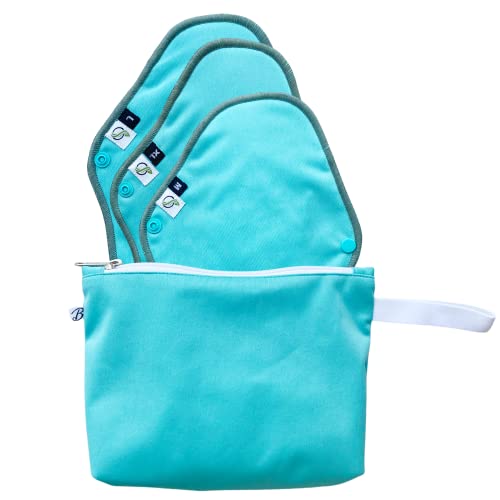 Image of Bumpadum Cloth Sanitary Pads - 3 Pads + Waterproof Pouch Value Pack (Teal, M-L-XL-Minibag)