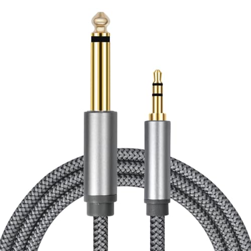 Cable de guitarra mono 6,35 mm sin pérdida de señal con salida estéreo de 1/8