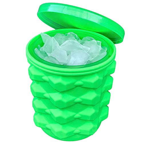 The Ultimate Ice Cube Maker Silicone Bucket With Lid Makes Small Size Nugget Ice Chips For Soft Drinks, Cocktail Ice, Wine On Ice, Crushed Ice Maker Bucket Ice Tray Silicon Ice Cube Molds Cylinder Ice #TOP6