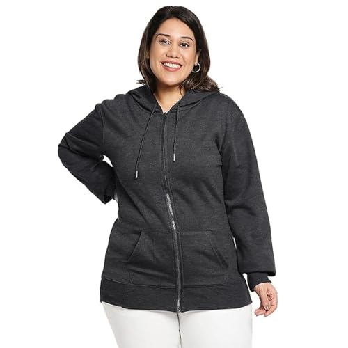 Image of Clotth Theory Women's Cotton Fleece Hooded Neck Sweatshirt | Hoodie Jacket with Kangaroo Pocket