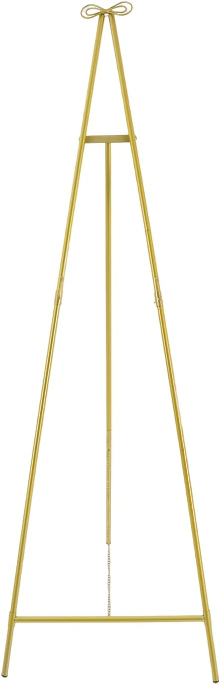 Gold Display Easel Stand, Large Floor Standing Easel, Display Stand for Wedding Display Easels Metal Tall Adjustable Display Stand Easel with Bow Top (54.5 * 60 * 156.5cm)