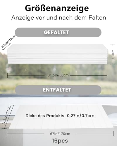 Ezcasch 80x170cm Badewannenabdeckung bis 6kg Belastbar - 7mm Badewannenbretter Faltbare Badewannenablage Dämmplatte Staubdicht Wasserdicht für Haus Badewannen Badezimmer SPA Weiß