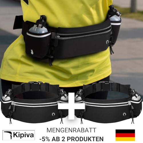 Trinkgürtel Laufen mit Flaschen Schwarz Laufgürtel mit Trinkflasche MTB Trinkgürtel Langlauf/Laufgürtel Mit Trinkflaschen (2x175ml) Bauchtasche Guertel Laufgurt Joggen Running Belt with Water Bottle