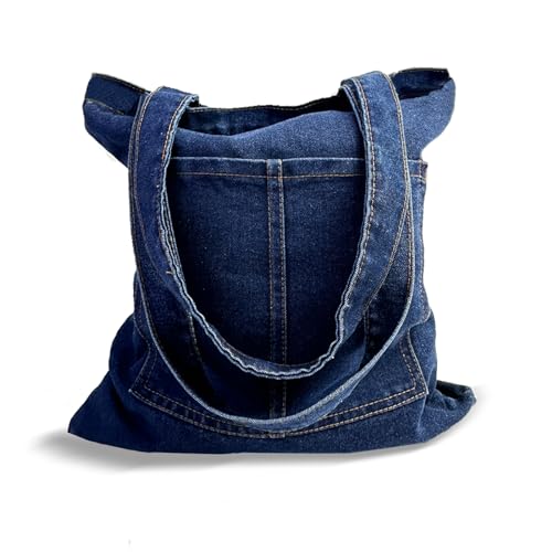 Bolsa Tote de Lona Denim con Cierre para Mujer miniatura 1