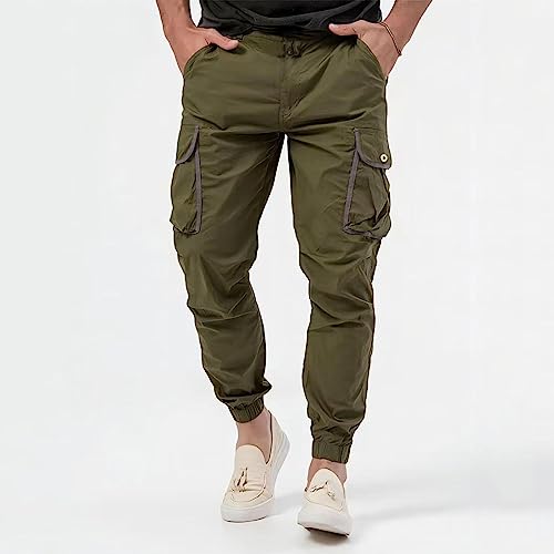 Men's Hiking Pants Waterproof Mens Elastic Waist Linen Men Summer for Cargo Casual Lightweight Street3