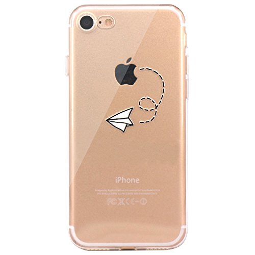 JAHOLAN iPhone 7 Case, iPhone 8 Case Amusing Whimsical Design Clear Bumper TPU Soft Case Rubber Silicone Cover for iPhone 7 iPhone 8 - Paper Airplane