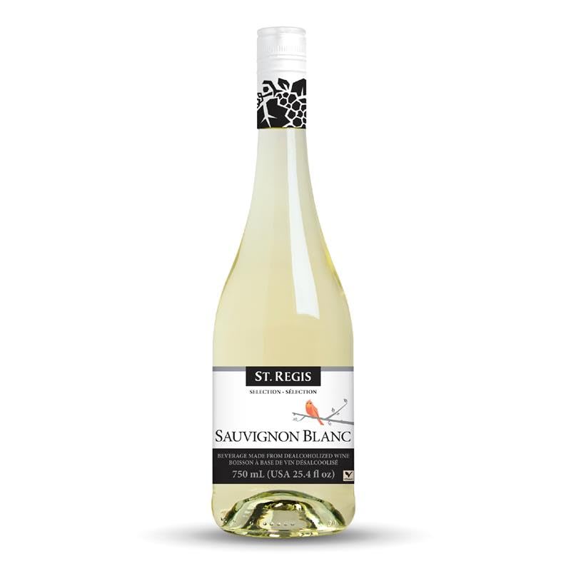 Image of ST. REGIS Non-Alcoholic Sauvignon Blanc - Low Calorie, Low Sugar - Crisp and Refreshing Tropical Fruity Rich Flavor from Germany Vineyards - 25.4 Fl Oz / 750ml