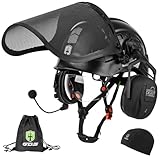 GREEN DEVIL Forestry Chainsaw Safety Helmet with Bluetooth Ear Muffs Arborist Helmet Hard Hat with Built-in Visor Face Shield 5 in 1 System Logging Garden Work Hardhats for Men Women