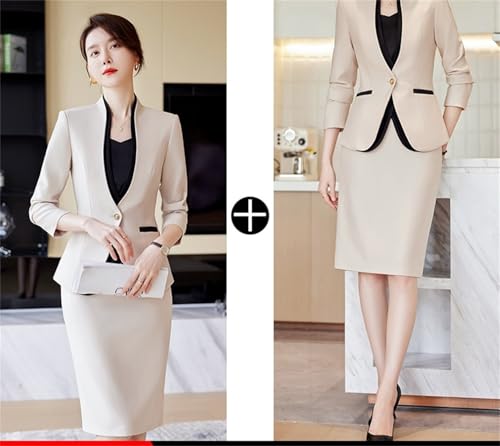 Women's 2 Piece Suit Skirt Set Business Casual OL Work Formal Blazer and Pencil Skirt2