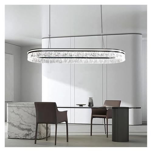 Suspension LED transparente à longue bande noire pour éclairage de restaurant