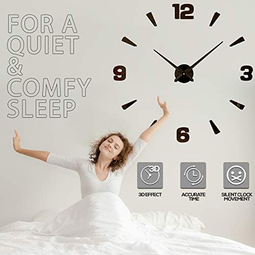 DIY Wall Clock - Frameless 3D-Style Analog Timekeeper for Home, Living Room, Bedroom, Office - Battery-Powered Modern House Decoration - Silent Clock Decor with Number Sticker Decals