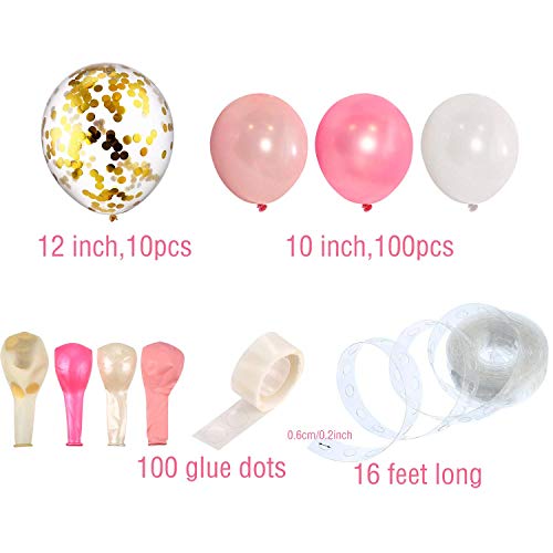 Image of Pearl Latex Balloon Arch Decoration Kit (Rose Gold, Pink, White) -112 Pieces