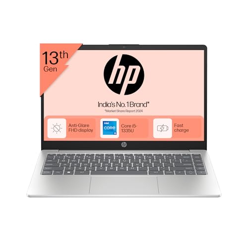 HP Laptop 14, Intel Core i5-1335U, 14-inch(35.6 cm),FHD,Anti-Glare,16GB DDR4,512GB SSD,Intel Iris X Graphics, Imagepad,Dual Speakers, Windows 11,MSO,Silver,1.4 kg, 14-gr0001TU