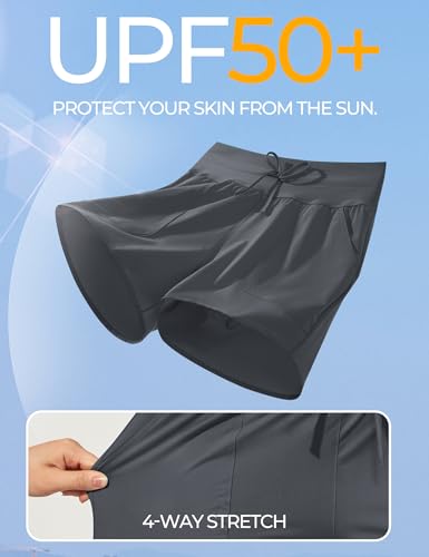Image of IUGA Womens 5 inch Swim Board Shorts Stretchy High Waisted Beach Shorts for Women Quick Dry UPF 50+ Swimsuit Bottoms with Liner