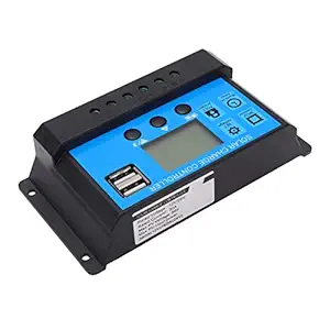Smart Charge Controller, 12V 24V Solar Panel Controller Circuit Protection Adjustable Parameters with Dual USB Output for LED Street Light (30A)