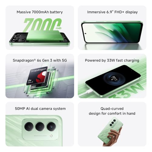 Xiaomi Redmi 15 5G (AU Version), Smartphone 128GB, 7000mAh, 6.9" FHD+ DotDisplay 144Hz, Snapdragon® 6s Gen 3, 6nm Process, Octa-core CPU, 50MP Main Camera, Black, Charger Not Included - Image 2