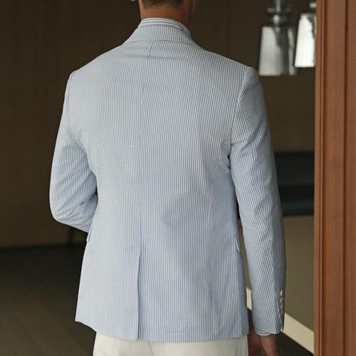 Men's Casual Slim Fit Seersucker Blazer Striped Seersucker Suit Jacket Lightweight 2 Button Blazer Sport Coat4