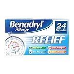 Benadryl Allergy Relief Capsules (1 x 24), Antihistamine Capsules with Acrivastine, Hayfever Tablets for Relief, Suitable for Pet, Dust, and Skin Allergies