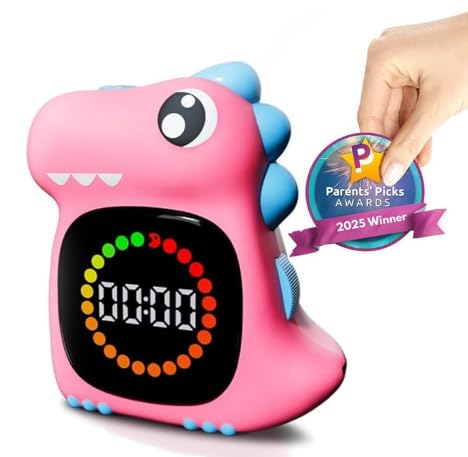 Dino Kids Rechargeable Visual Timer, Adjustable volume for Daily Routines