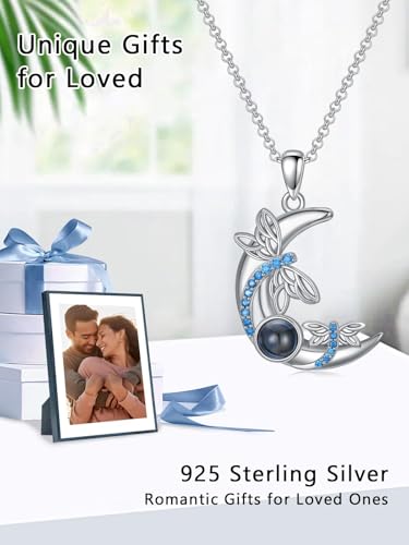Dorunmo Mother's Day Gifts Personalized Photo Projection Necklace Sterling Silver Heart/Celtic Knot/Infinity/Butterfly/Dragonfly/Sunflower Pendant Necklace Jewelry Romantic Gifts for Women2
