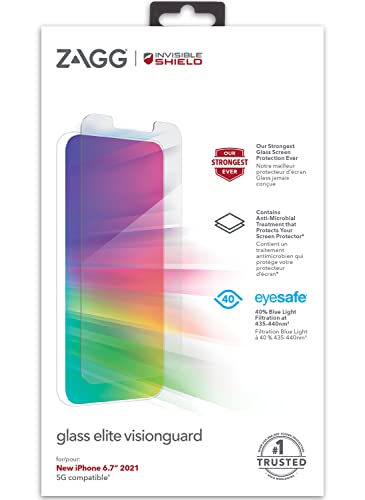 ZAGG InvisibleShield Glass Elite Visionguard Screen Protector Anti Blue Tempered Glass - Case Friendly (13 Pro max)