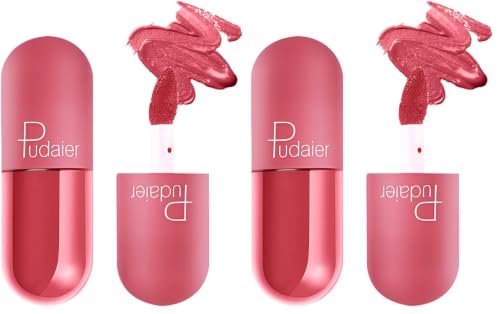 Image of Multibrite Mini Capsule Lip Glaze Women Matte Liquid Lip Gloss Beauty Glaze Waterproof Long-Lasting Non-Stick Smooth Lipstick (Dark Pink 904) (Pack of 2)