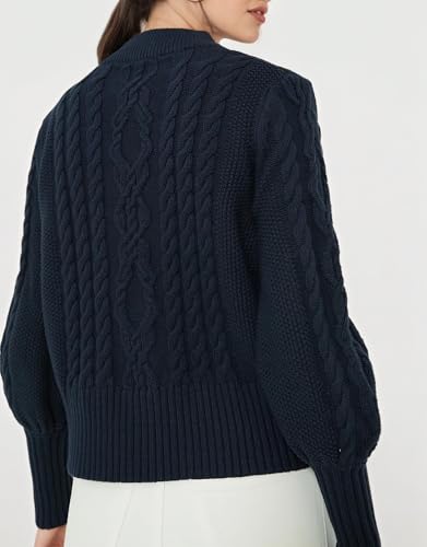 Women's Cardigan Sweater Button Down Long Sleeve Fall Jacket Short Chunky Cable Knit Open Front Coat Casual Outfits2