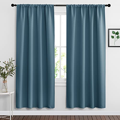 RYB HOME 72 inch Blackout Curtains for Living Room, Black Out Noise Noise Reducing Window Drapes Thermal Insulated Shades for Kithen Laundry Room Bedroom, W 42 x L 72 inches, 2 Panels,Slate Blue