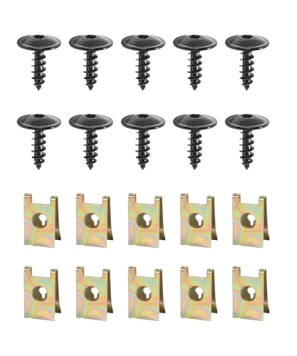 Flaconi 20PCS Kit Clips de Fixation Voiture,U-Clips Et Des Vis Kit Universal Metal,Vis et Écrous de Fixation pour Garde-Boue de Voiture,Remplace N90974701,Adapté à La...