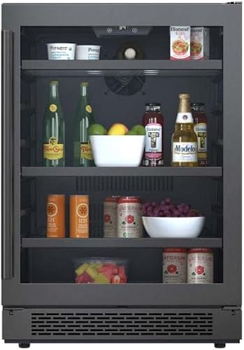 Avallon ABR241BLSS 24 Inch Wide 140 Can Energy Efficient Beverage Center with LED Lighting, Double Pane Glass, Touch Control Panel and Right Swing Door