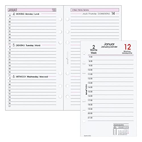 BIND B260226 Kalendereinlage für Managerkalender A6, Timer Einlage für Kalender Jahr 2026, 1 Woche / 2 Seiten, Terminkalender mit System, Kalendarium für bind Systemplaner und Standard Timeplaner