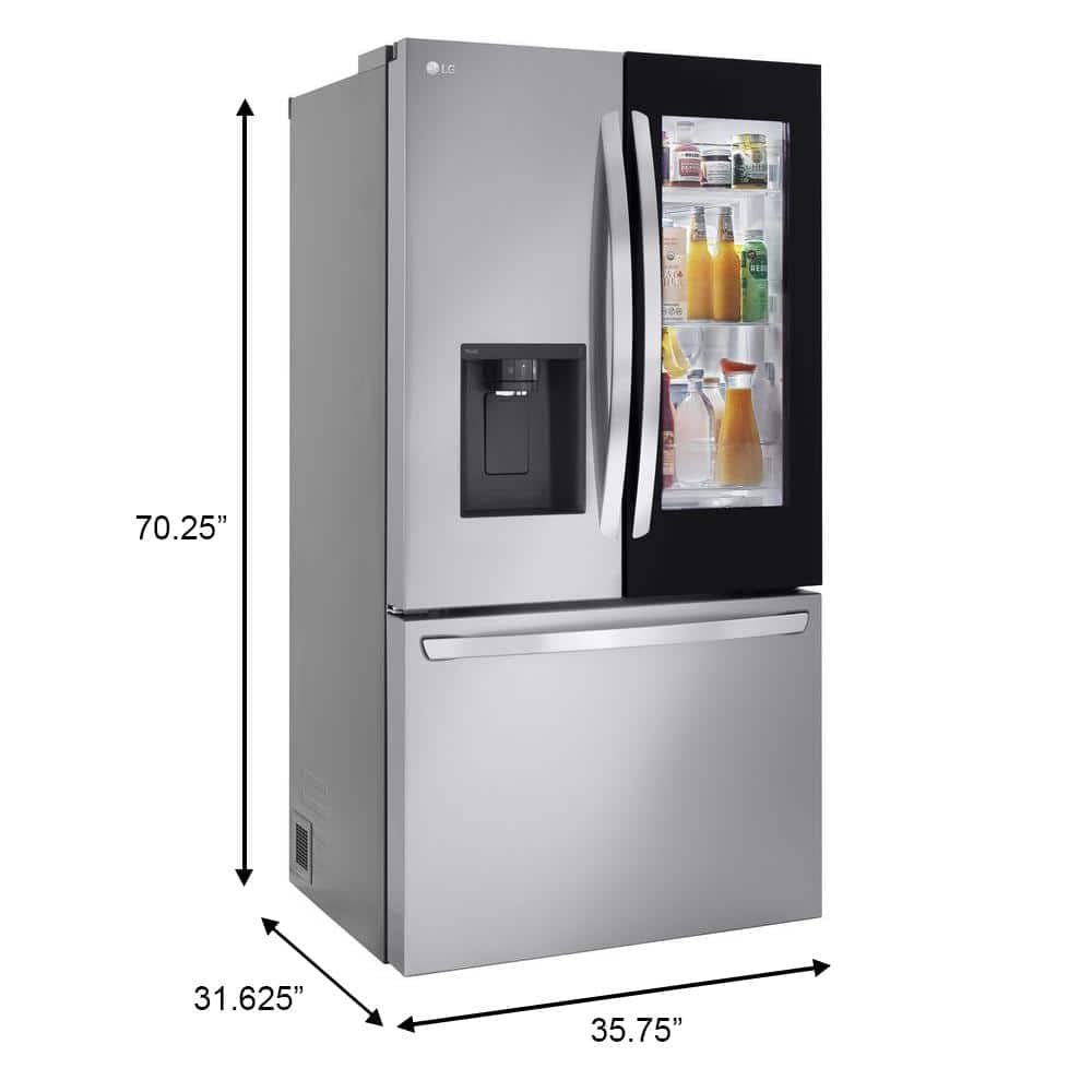 LG LRFOC2606S 26 Cu. Ft. Stainless Counter Depth French Door Refrigerator, view 4