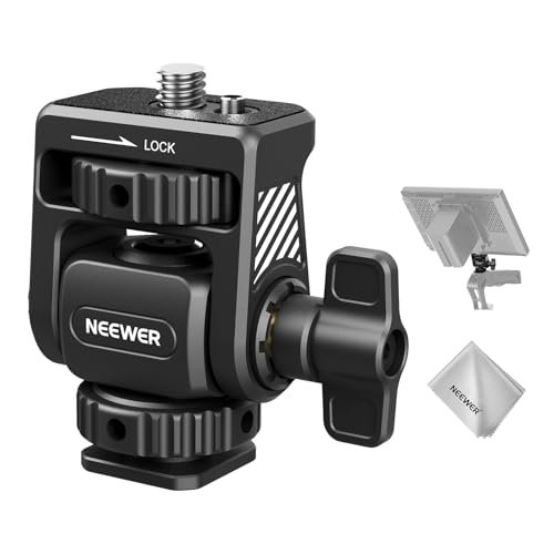 Image of NEEWER Field Monitor Mount Holder with Cold Shoe Adapter 360 Swivel 180 Tilt Anti Twist Screw /Cleaning Cloth, Compatible with Atomos Ninja 5 inch /7 inch Camera Monitor Compatible with SmallRig Cam Cage, MA019