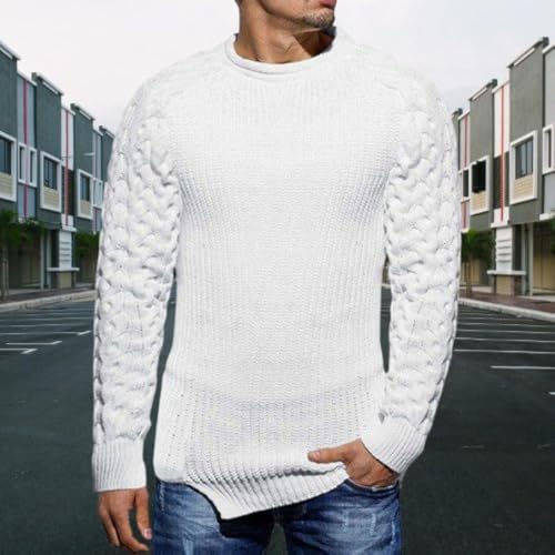 Men's Winter Pullover Solid Color Fashion Tops Long Sleeve Round Neck Slim Fit Warm Knitted Bottoming Sweater2