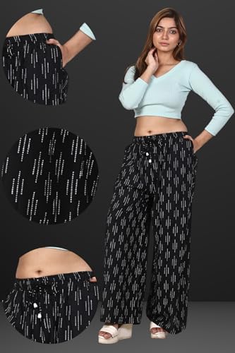 Image of Women's Cotton Rayon Flair Printed Pocket Regular Palazzo Pack of 2