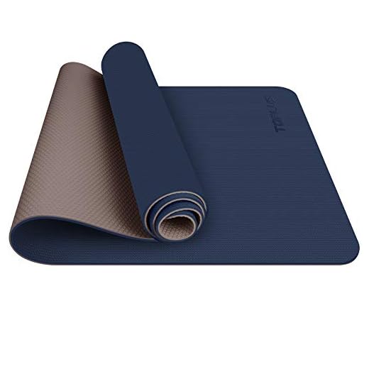 TOPLUS Alfombrilla de yoga, esterilla de yoga, acolchada y antideslizante, para pilates y gimnasia con correa (cejas azul oscuro)